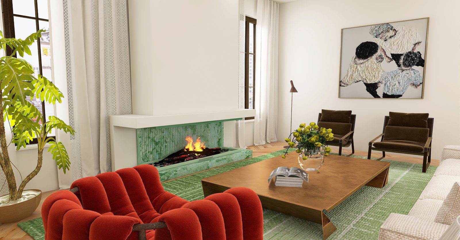 The Emerald Hearth — Fireside mohair corner